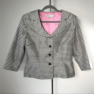 Maggy London Vintage Silk Blazer Blk Wht sz 12